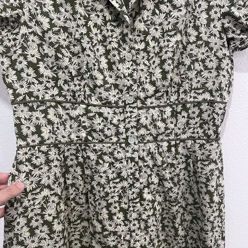Sundance sz 10  Dress Womens Cotton Short Sleeve Floral Button Up Dress Retro - Picture 3 of 7